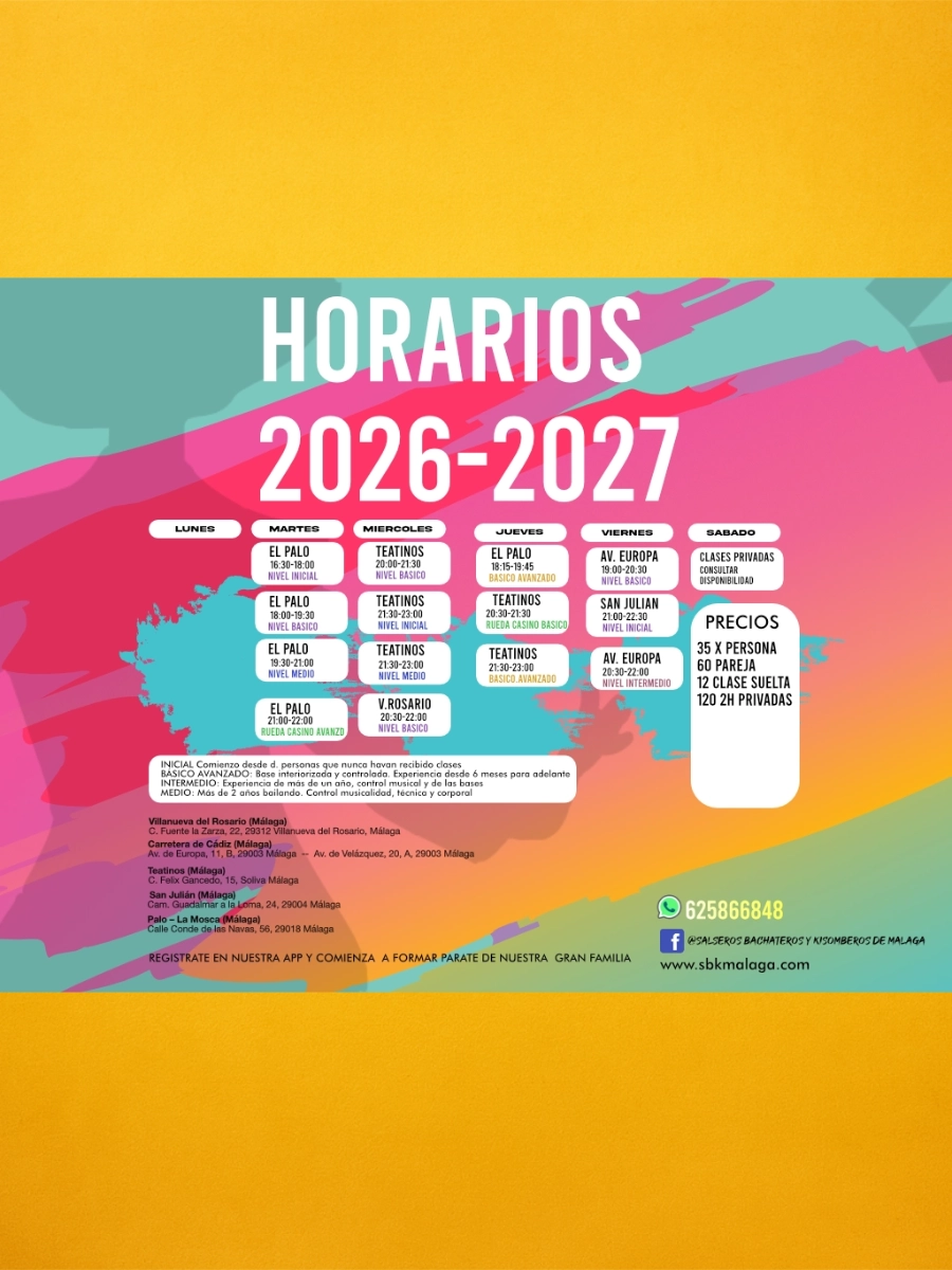 Horarios de salsa, bachata y kizomba en Málaga